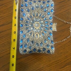 Blue and Silver Beaded Clutch